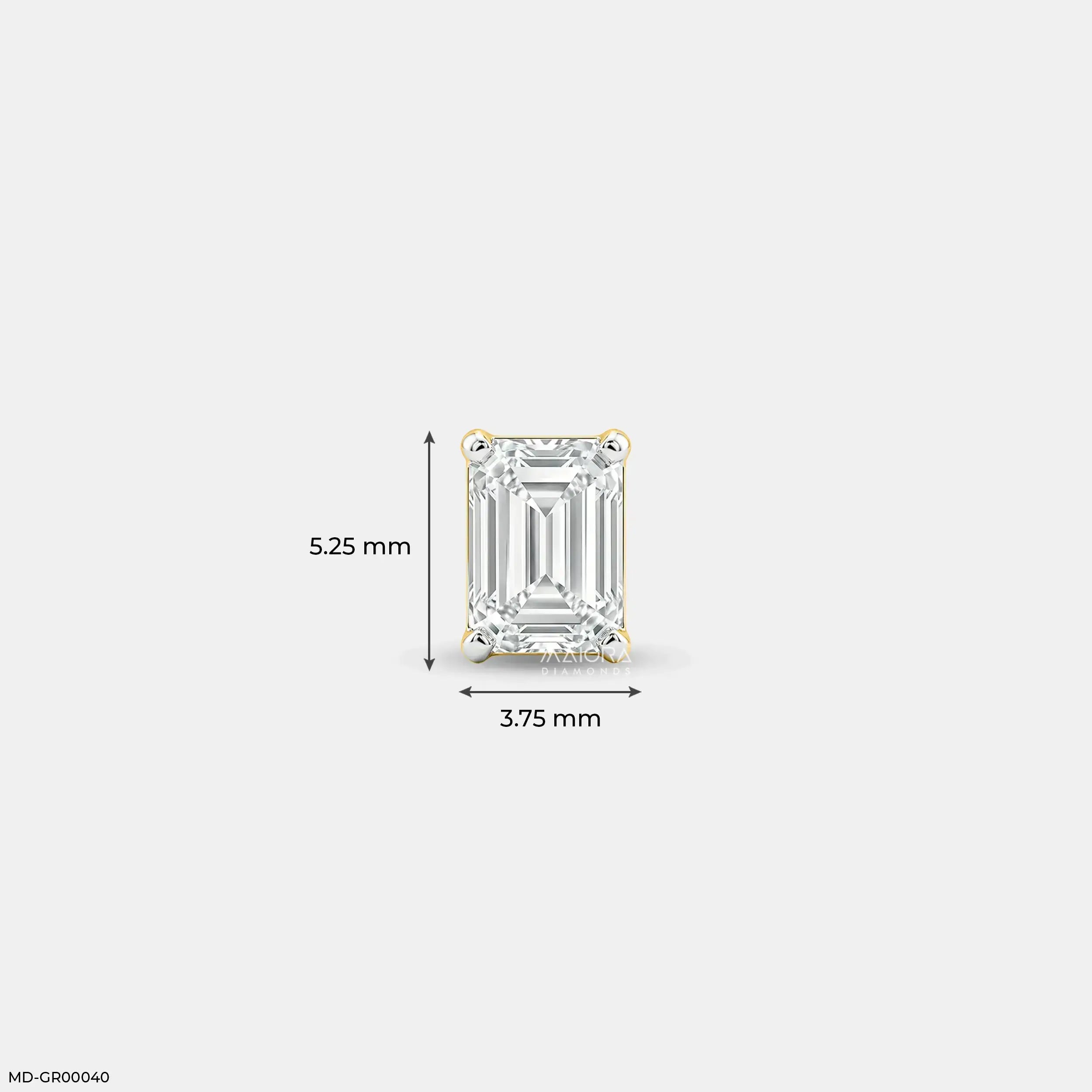 Essential Emerald Mens Stud Earring 9K White Gold
