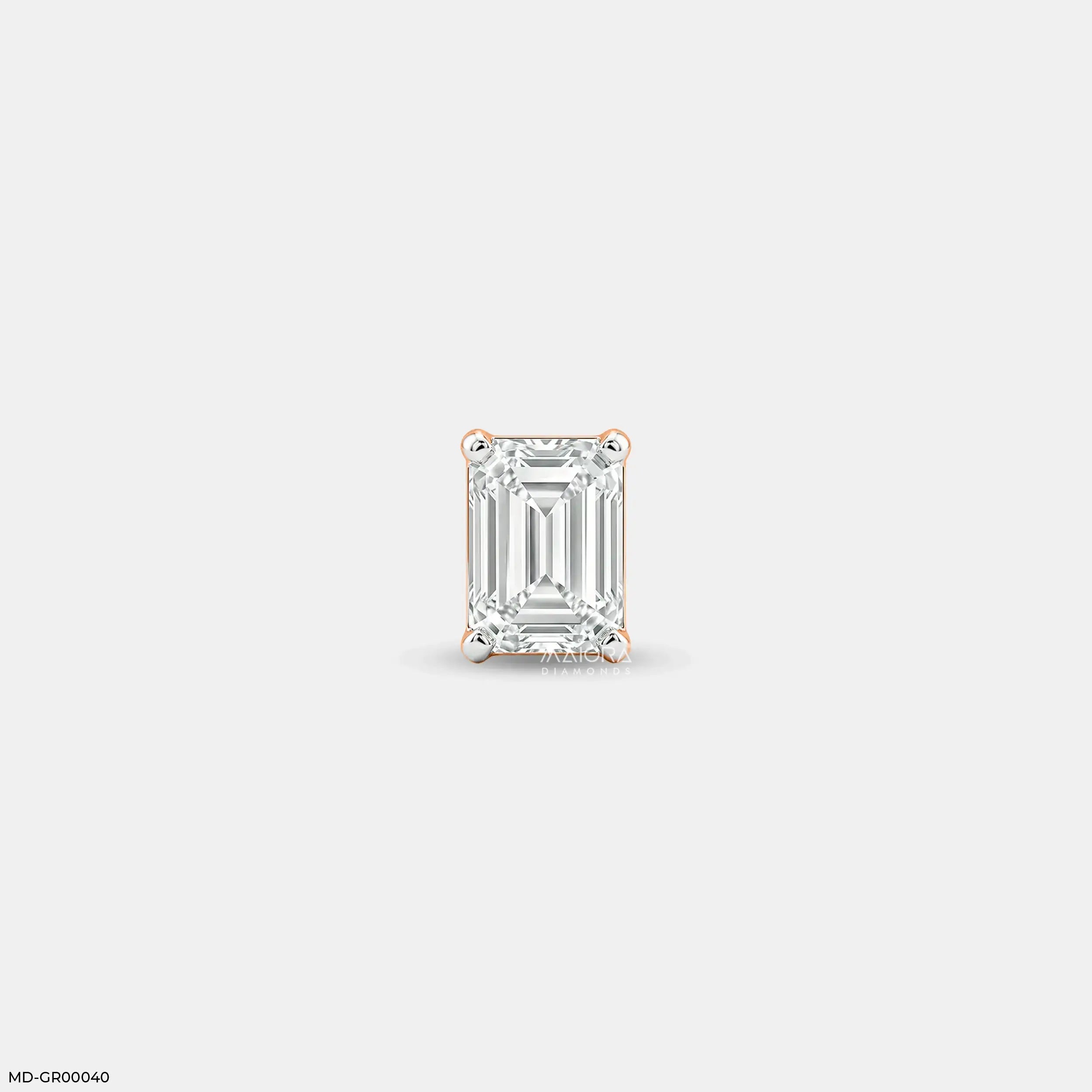 Essential Emerald Mens Stud Earring 9K White Gold