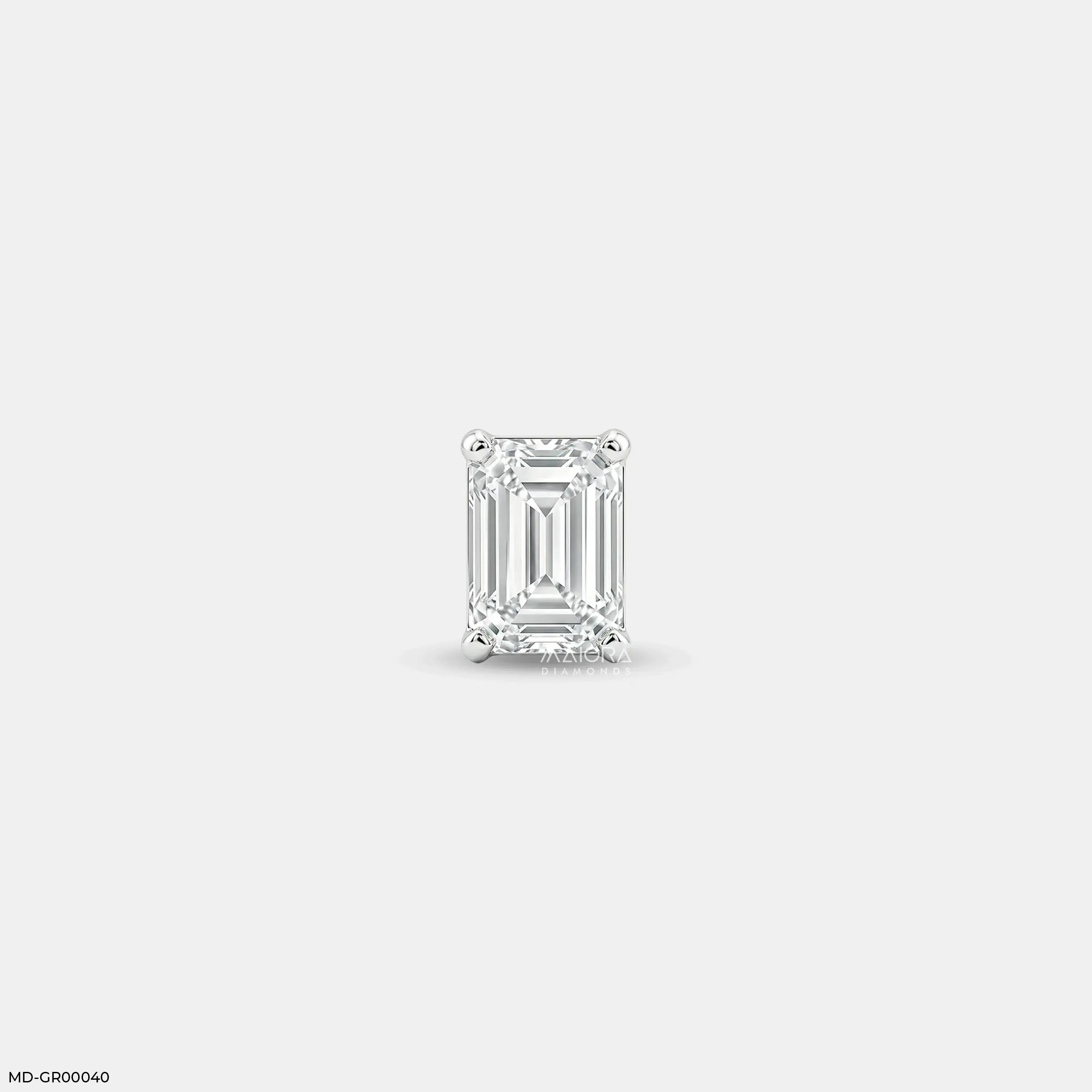 Essential Emerald Mens Stud Earring 9K White Gold