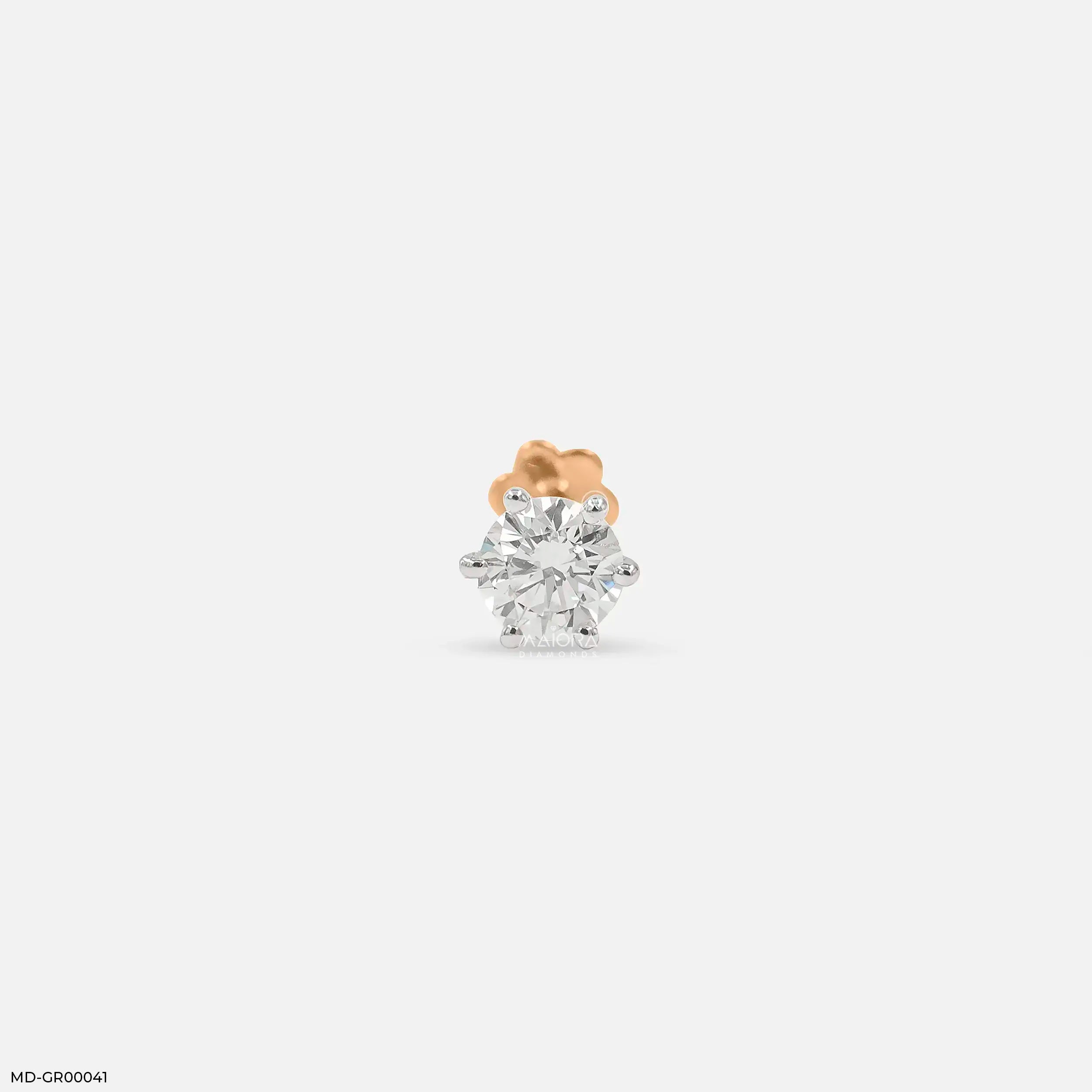 Brilliance Solitaire Diamond Mens Stud Earring 18K White Gold