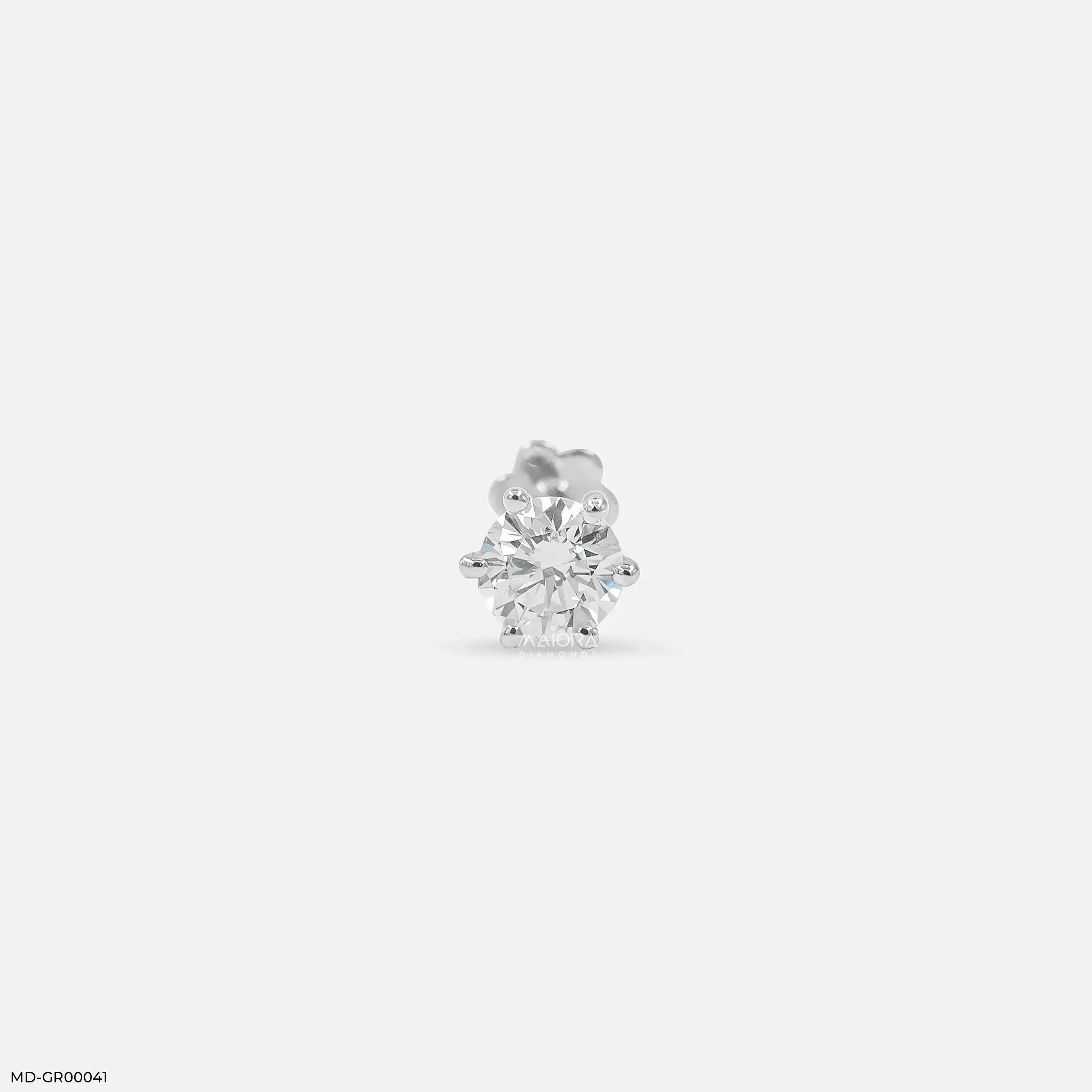 Brilliance Solitaire Diamond Mens Stud Earring 18K White Gold
