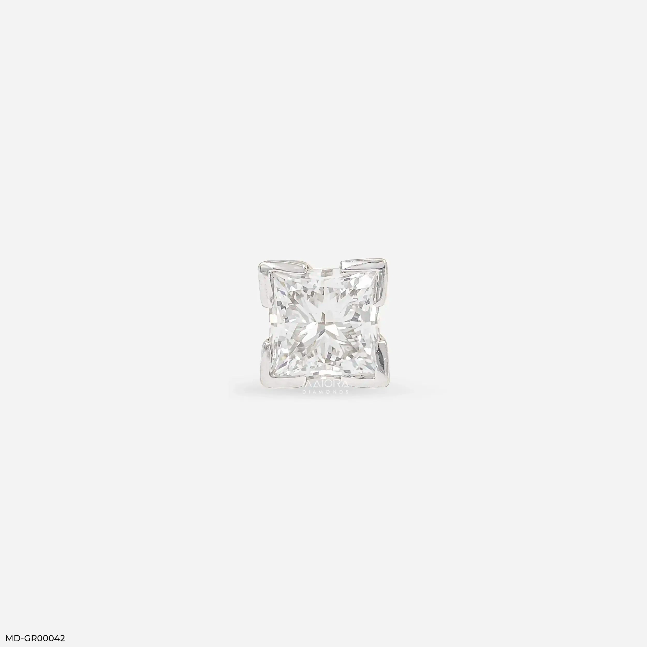 0.5 Carat Dazzling Princess Solitaire Mens Stud Earring 9K Yellow Gold