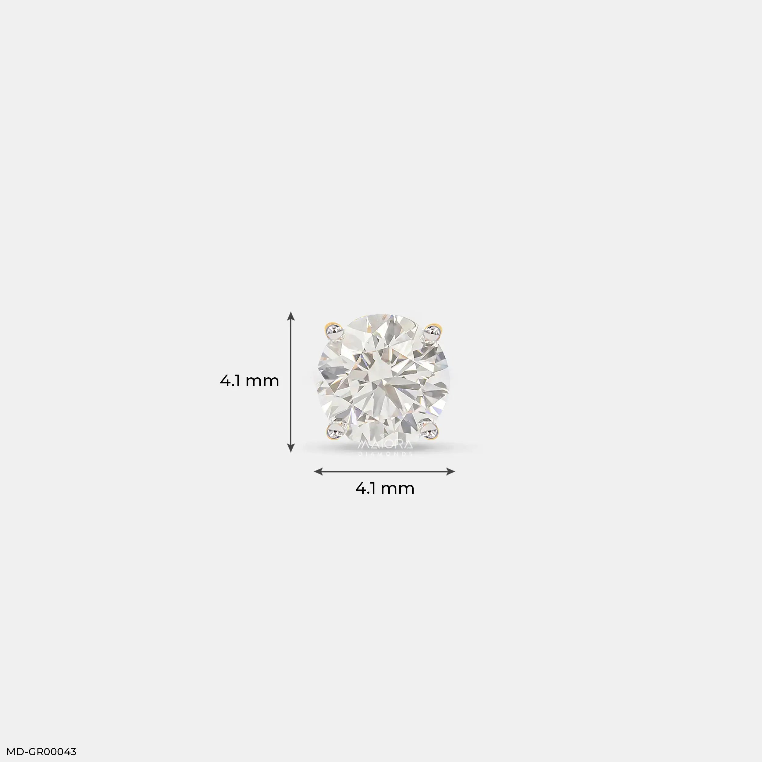 Minimalistic Solitaire Diamond Mens Stud Earring 14K White Gold
