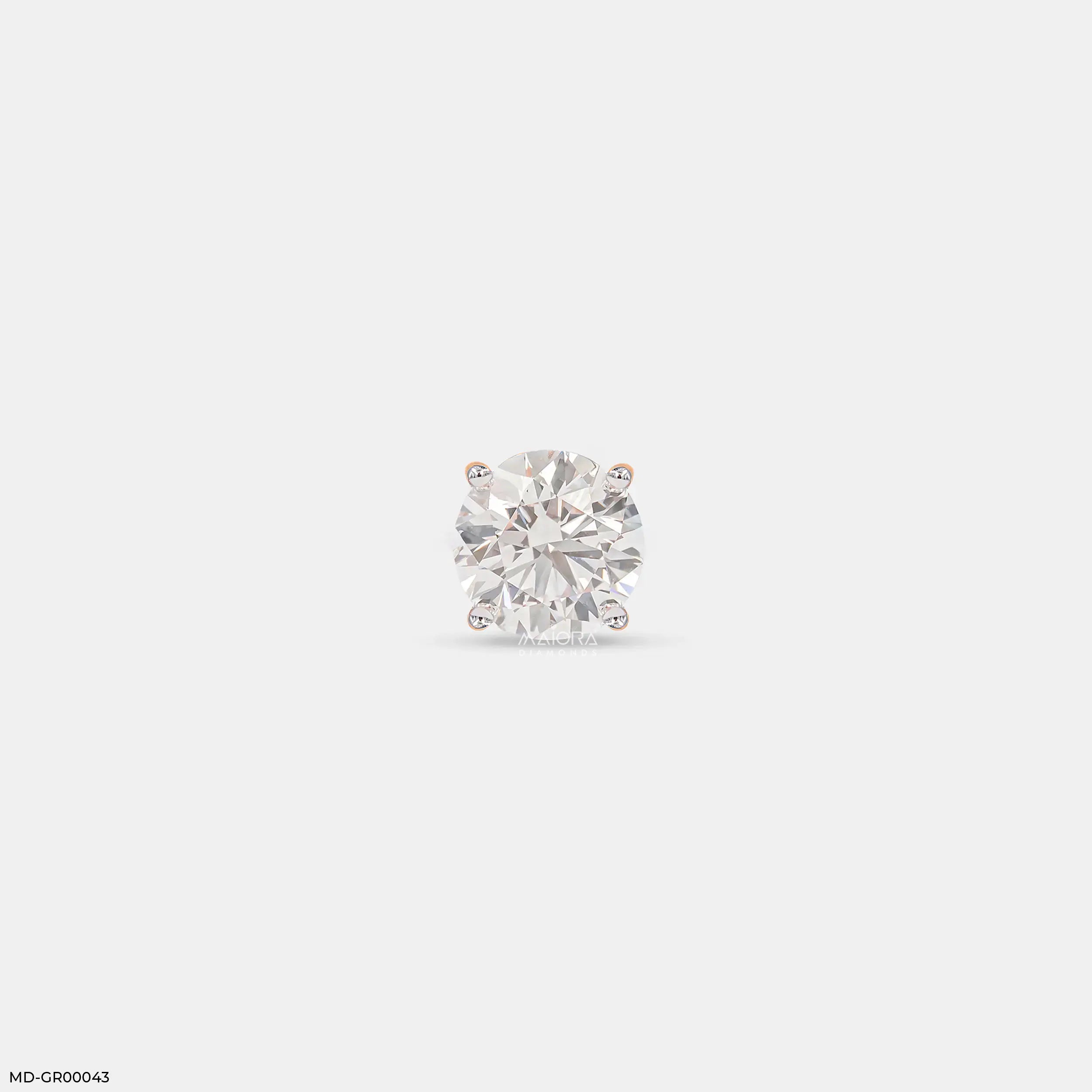 Minimalistic Solitaire Diamond Mens Stud Earring 14K White Gold