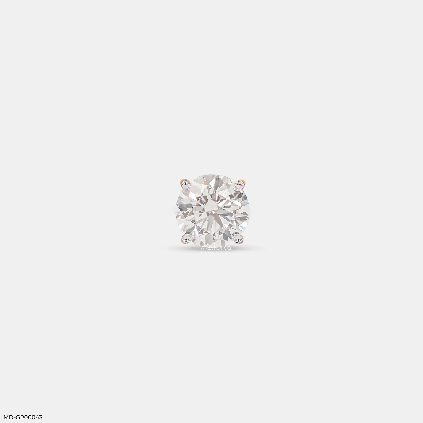 Minimalistic Solitaire Diamond Mens Studs Earrings 9K Rose Gold
