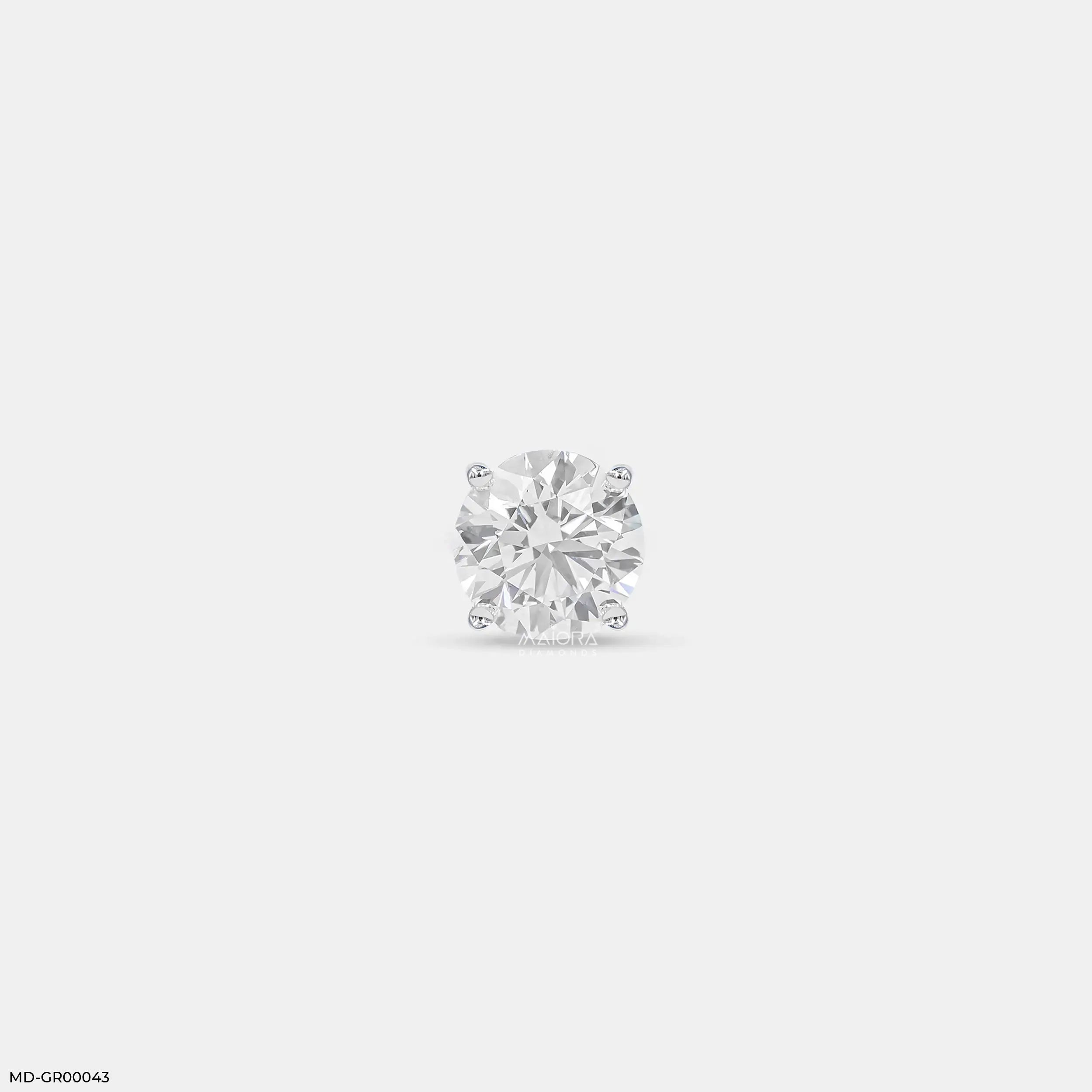Minimalistic Solitaire Diamond Mens Stud Earring 9K White Gold