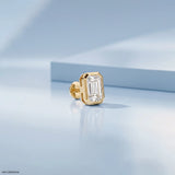 Regent Emerald Solitaire Mens Stud Earring Platinum 950