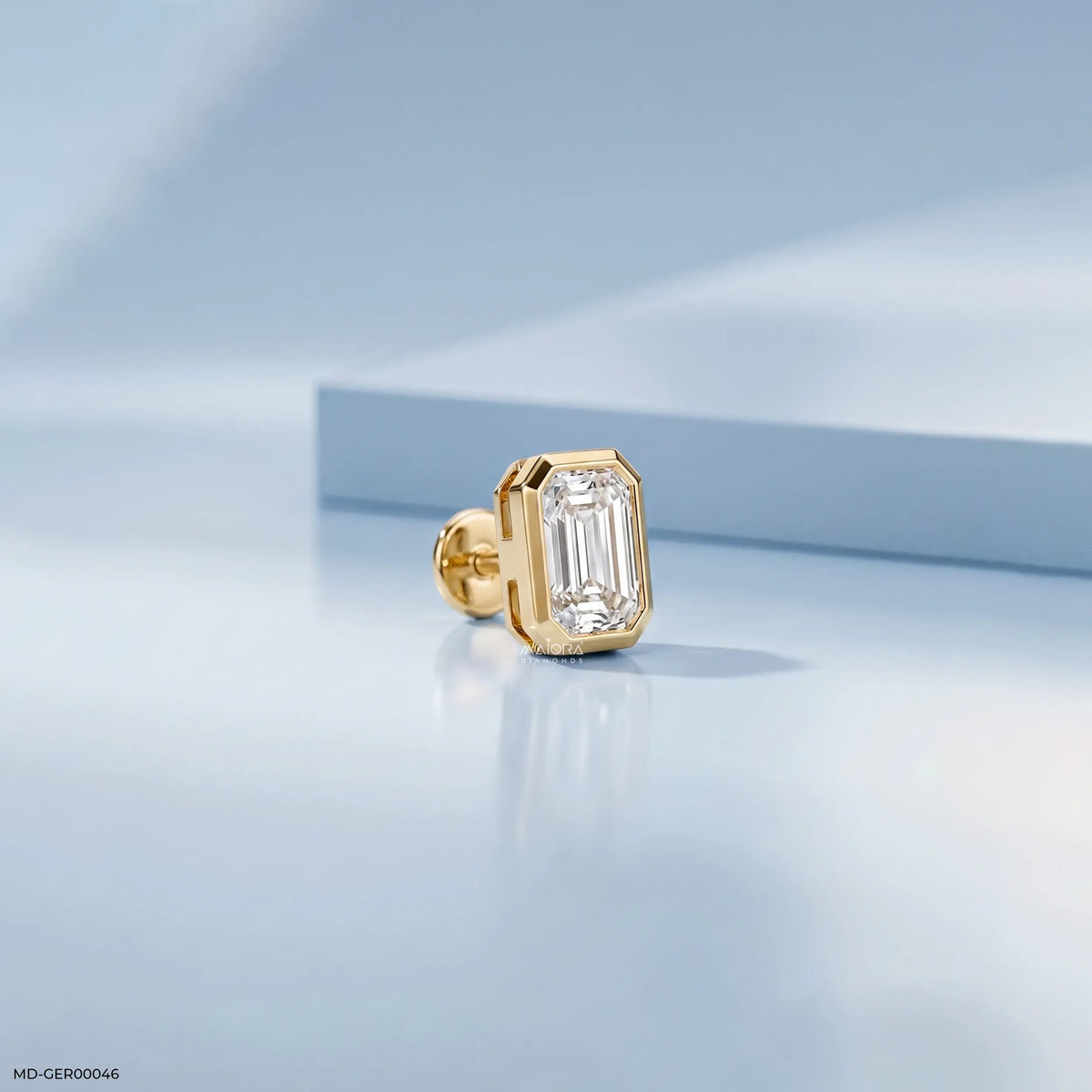 Regent Emerald Solitaire Mens Stud Earring