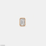 Regent Emerald Solitaire Mens Stud Earring 14K Rose Gold