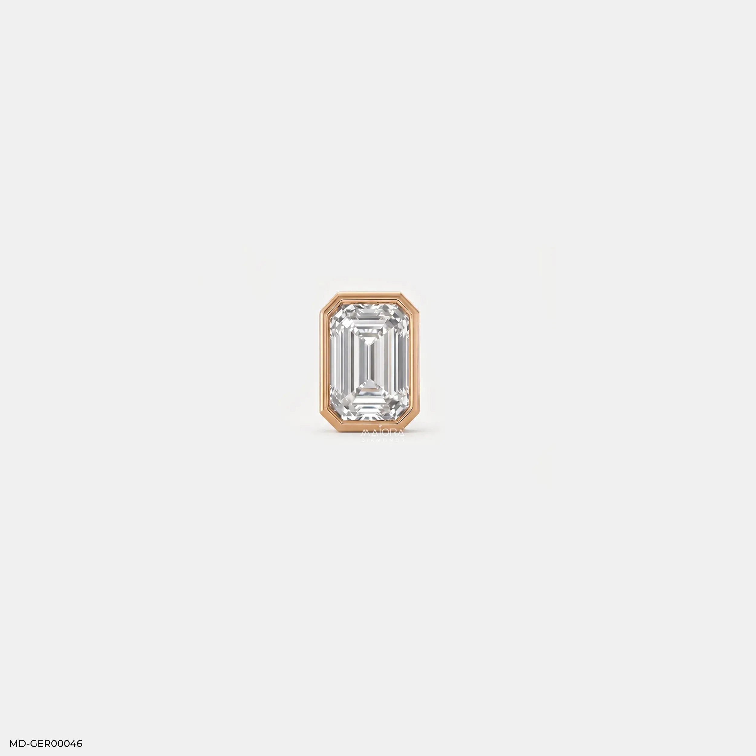 Regent Emerald Solitaire Mens Stud Earring 14K Rose Gold