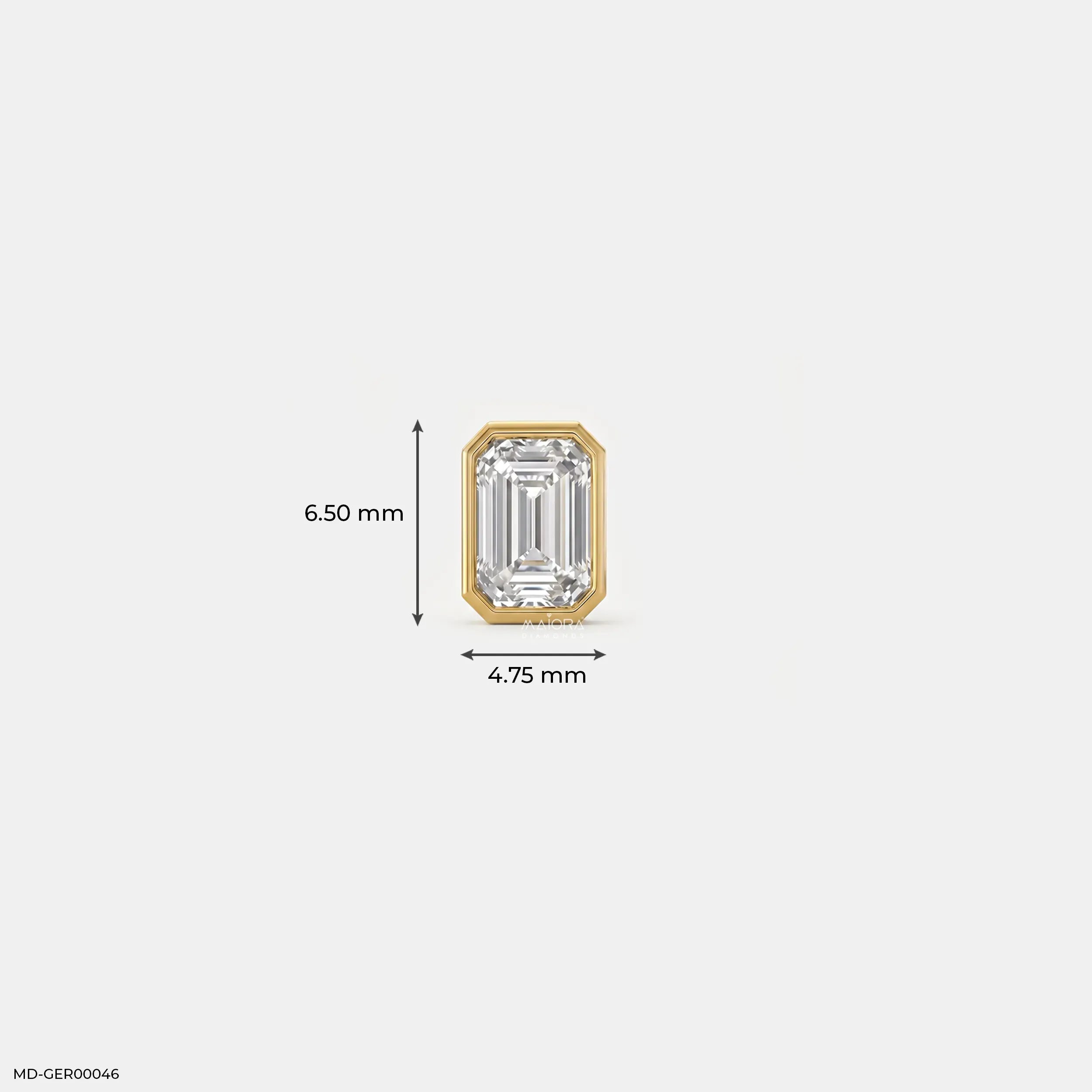 Regent Emerald Solitaire Mens Stud Earring 14K Rose Gold