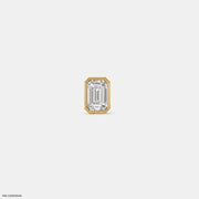 Regent Emerald Solitaire Mens Stud Earring 18K Yellow Gold
