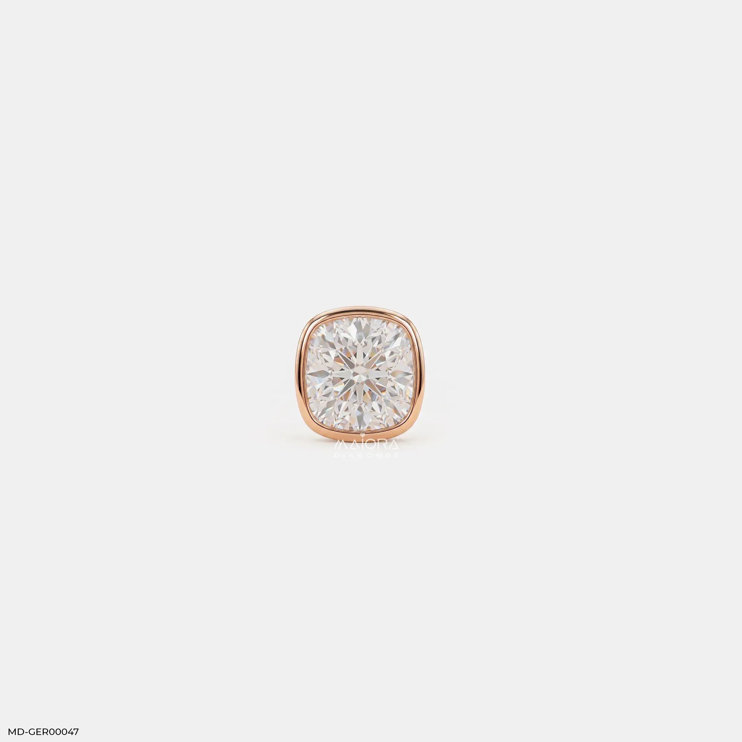 Sparkle Cushion Diamond Mens Stud Earring  18K Rose Gold