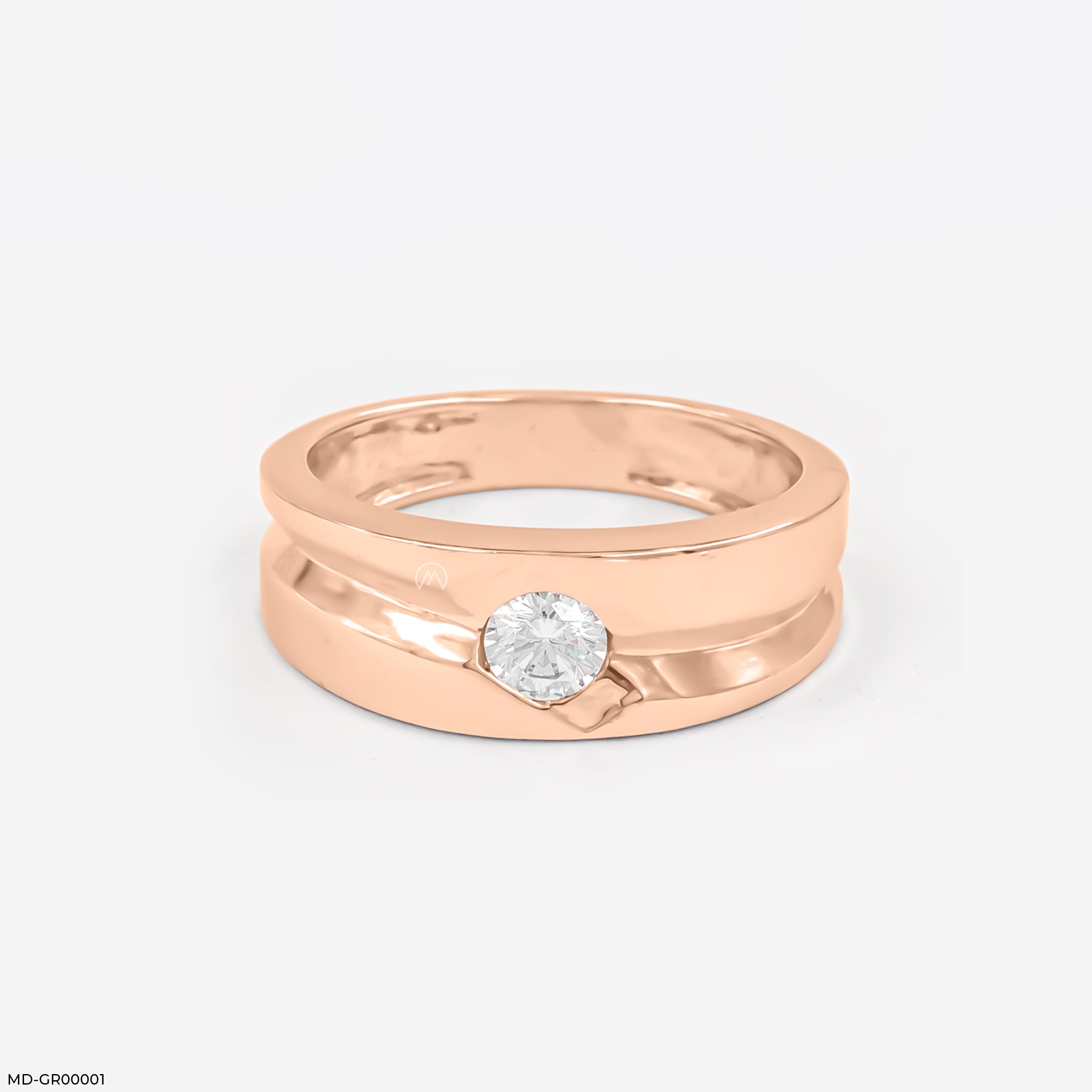 0.50 Carat Round Solitaire Broad Ring 14K Rose Gold