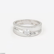 0.50 Carat Round Solitaire Broad Ring 9K White Gold