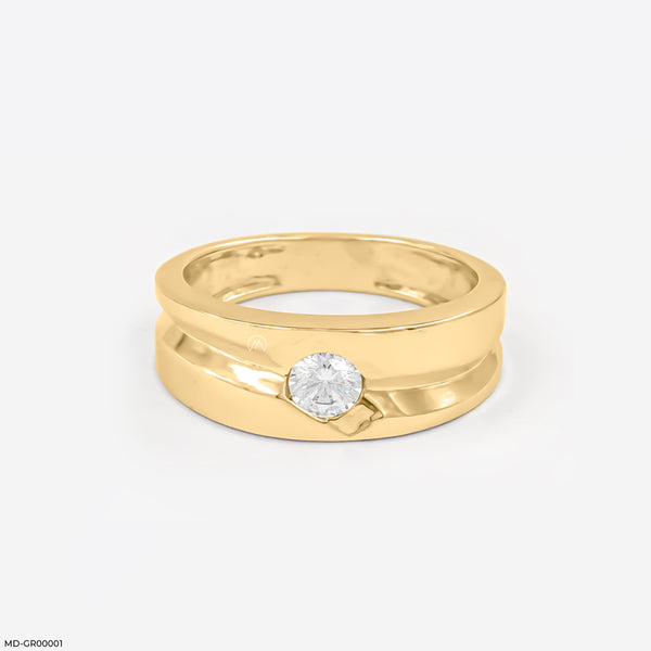 0.50 Carat Round Solitaire Broad Ring 14K Yellow Gold