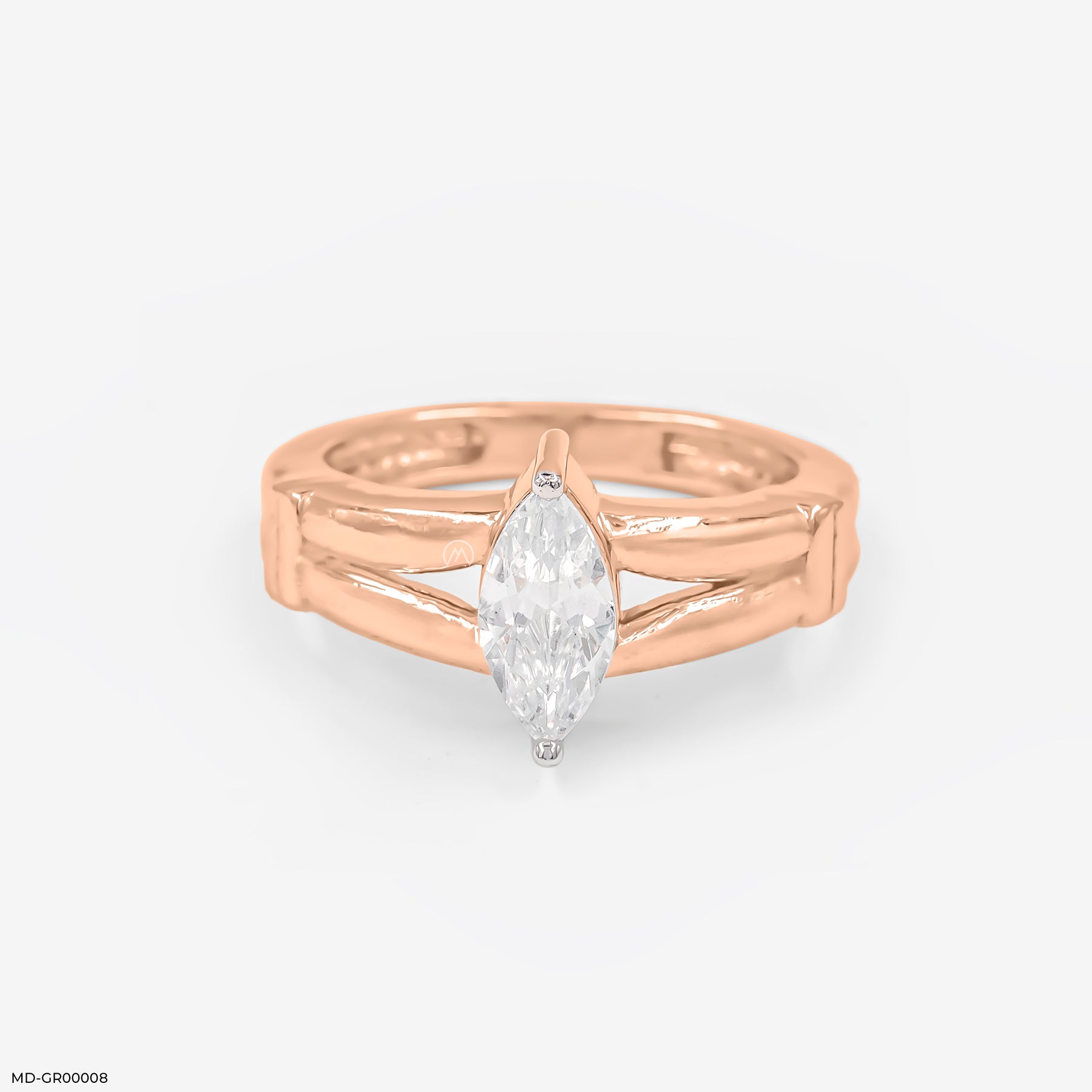 1 Carat Solitaire Auric Leaf Ring 18K Yellow Gold