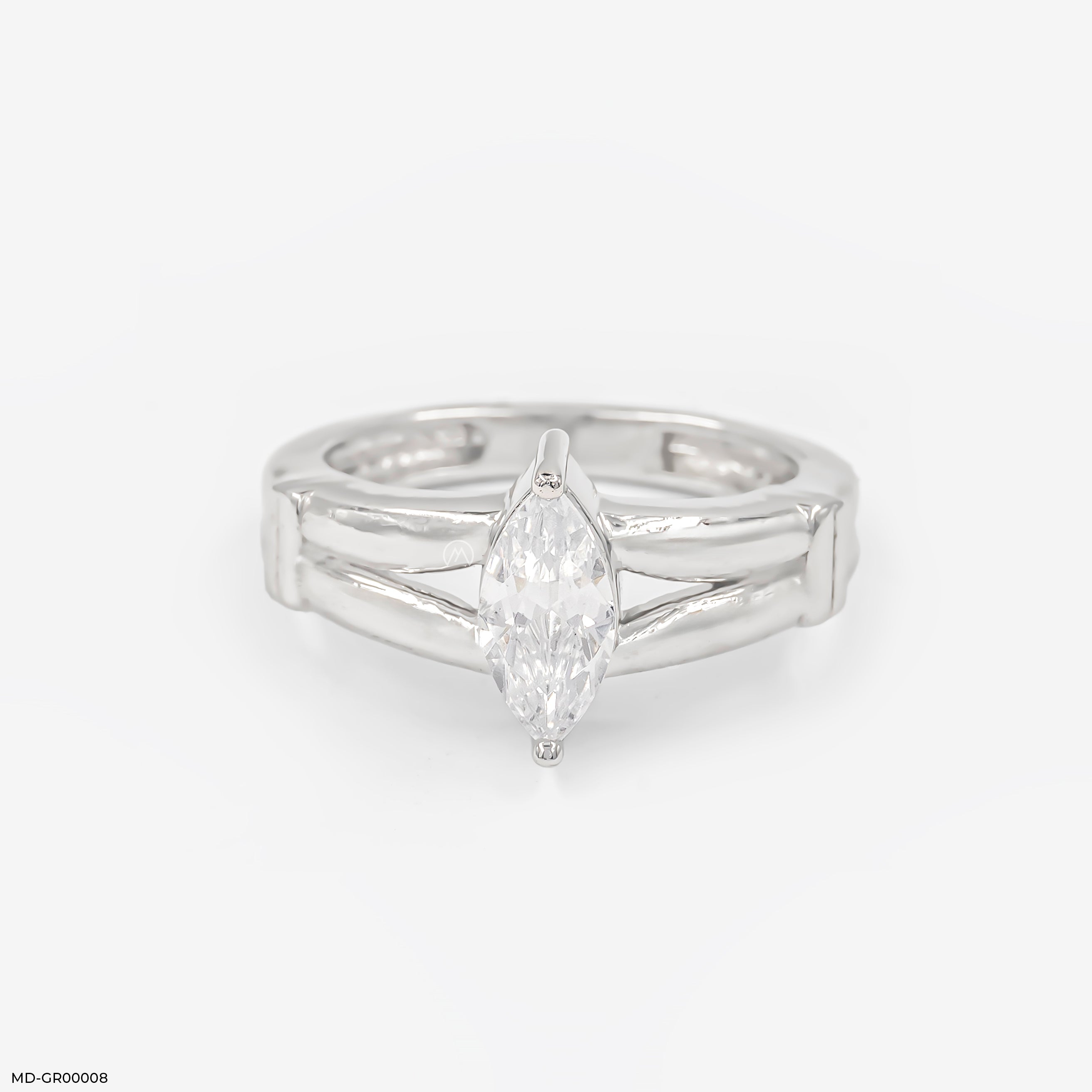 1 Carat Solitaire Auric Leaf Ring 9K White Gold