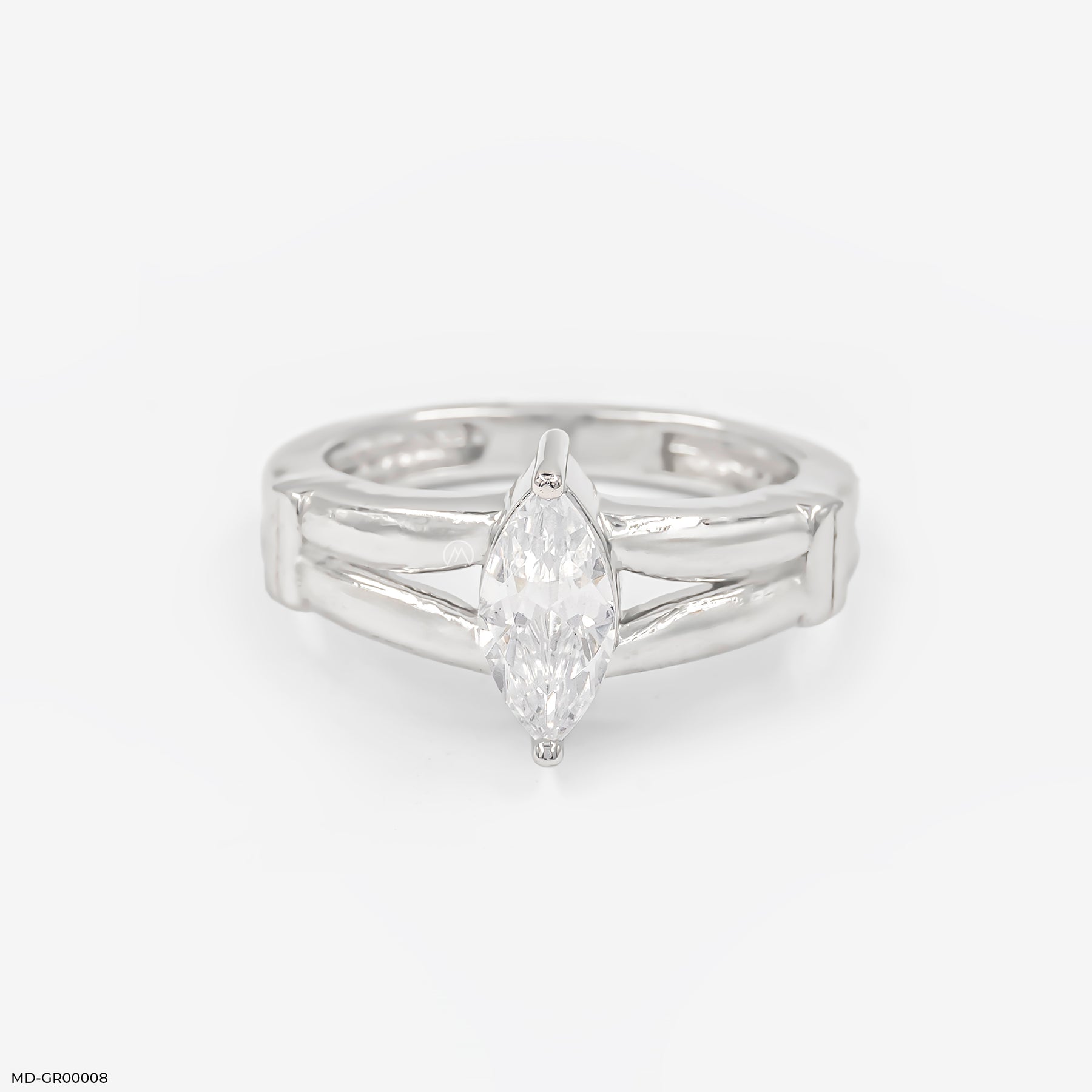 1 Carat Solitaire Auric Leaf Ring 18K Yellow Gold