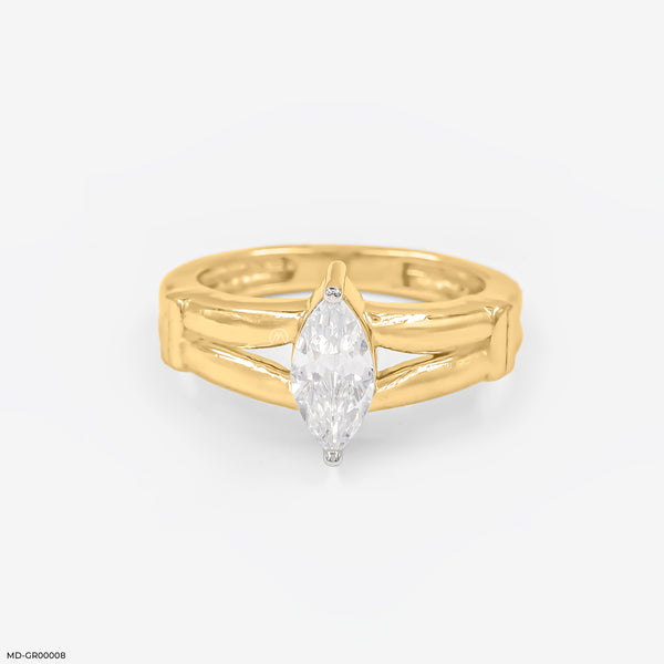1 Carat Solitaire Auric Leaf Ring 14K Yellow Gold