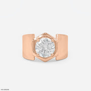 2.5 Carat Solitaire Hexagon Men's Ring 14K Rose Gold