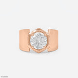 Hexagon Men's Diamond Rings 14K Yellow Gold