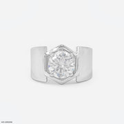 2.5 Carat Solitaire Hexagon Men's Ring 9K White Gold