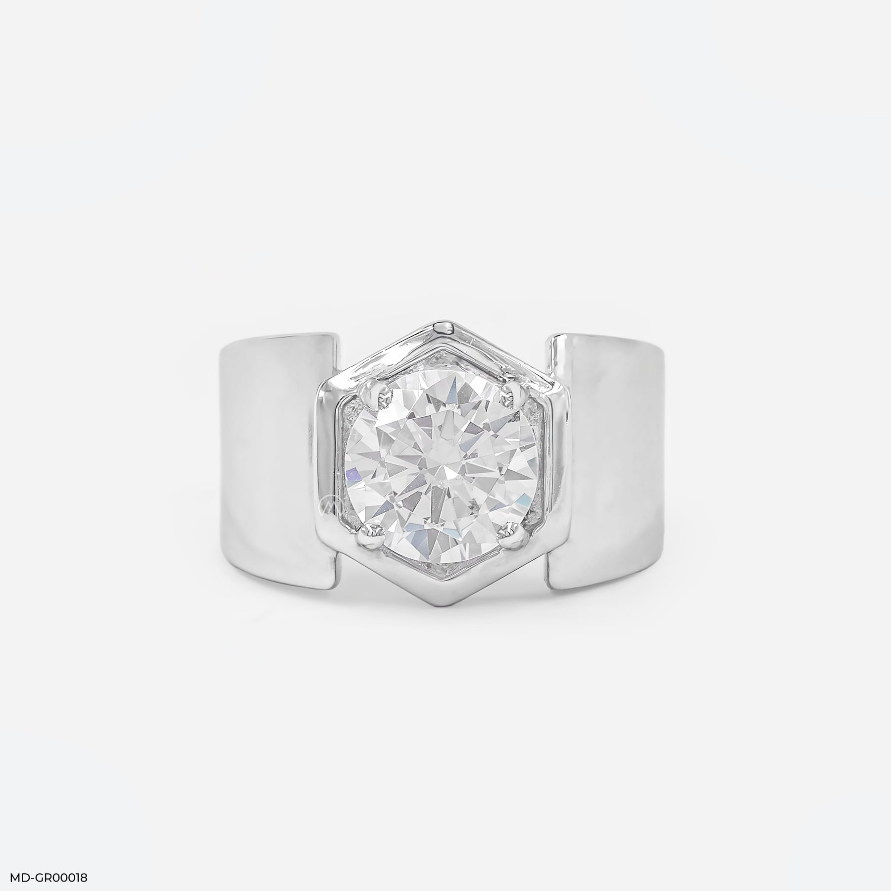 2.5 Carat Solitaire Hexagon Men's Ring 14K Yellow Gold