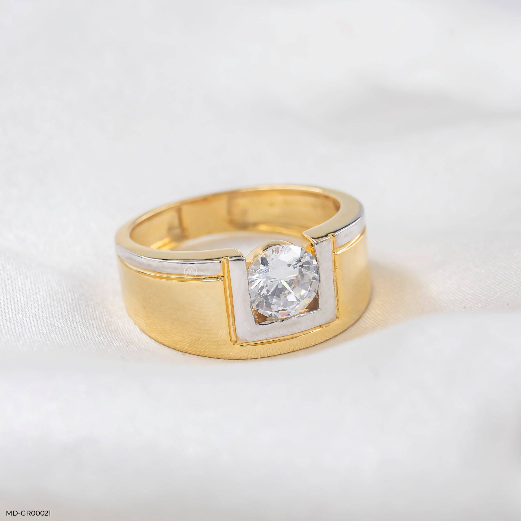 1 Carat Solitaire Men's Ring 14K White Gold