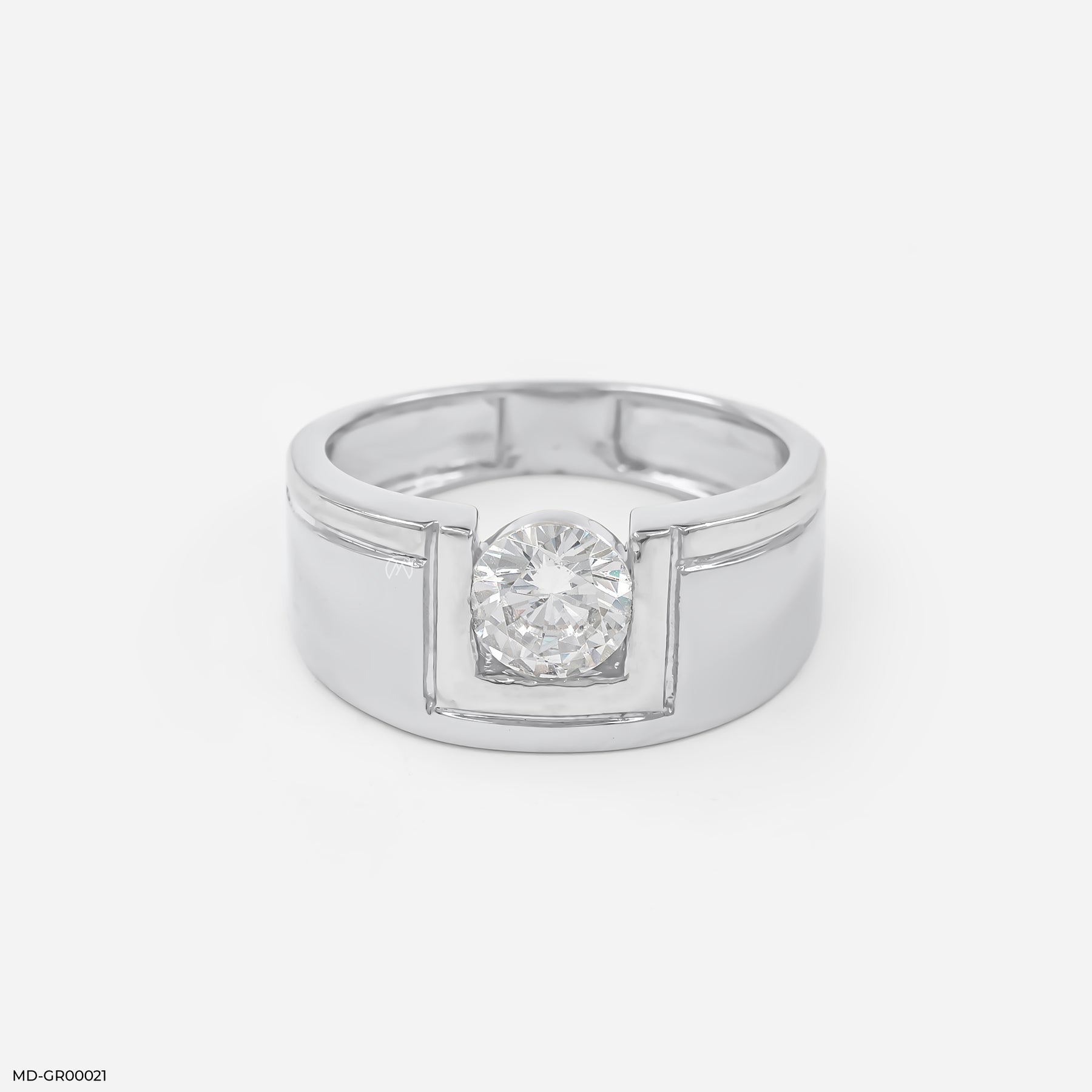 1 Carat Solitaire Men's Ring 14K White Gold