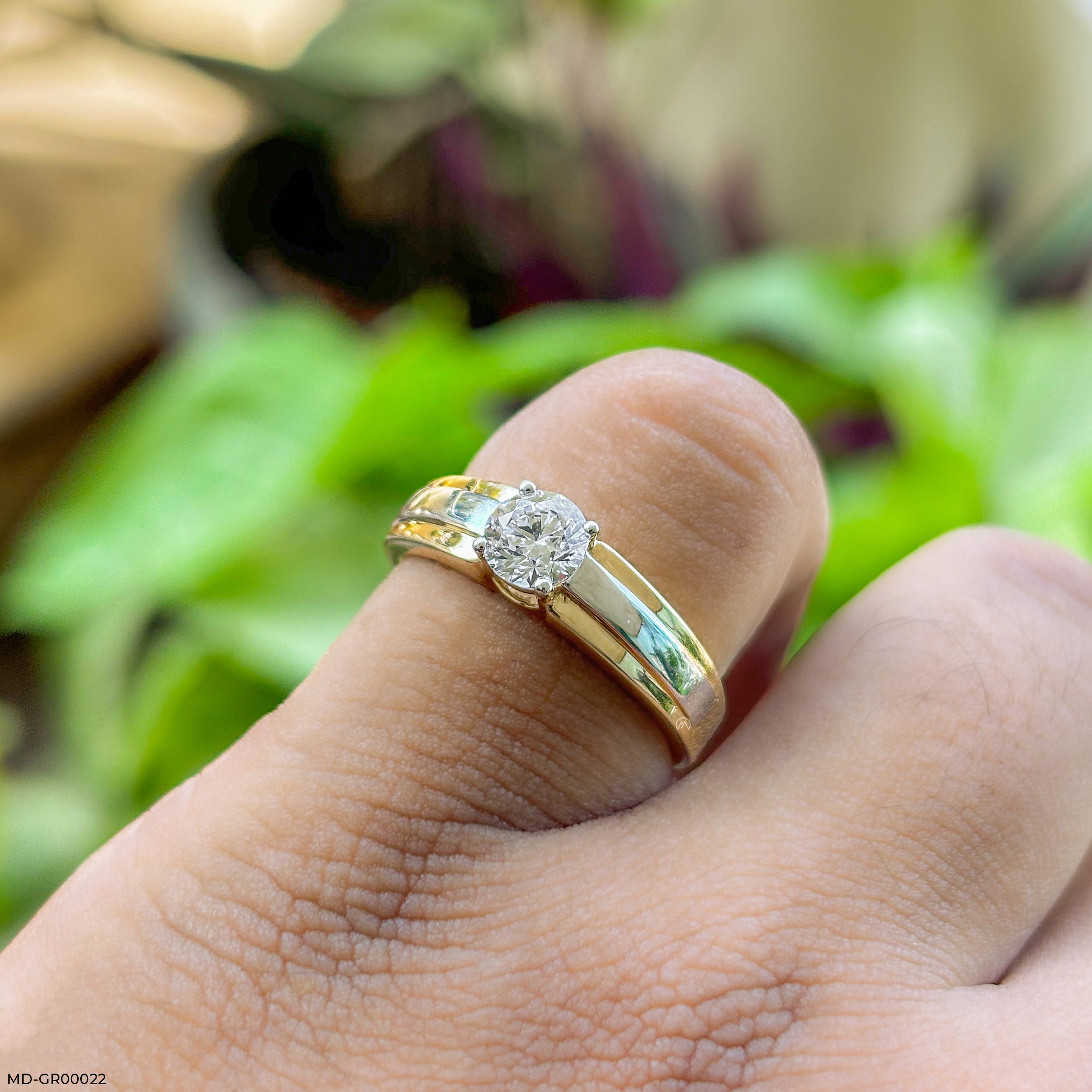 0.75 Carat Solitaire Alpine Men's Ring 14K Rose Gold