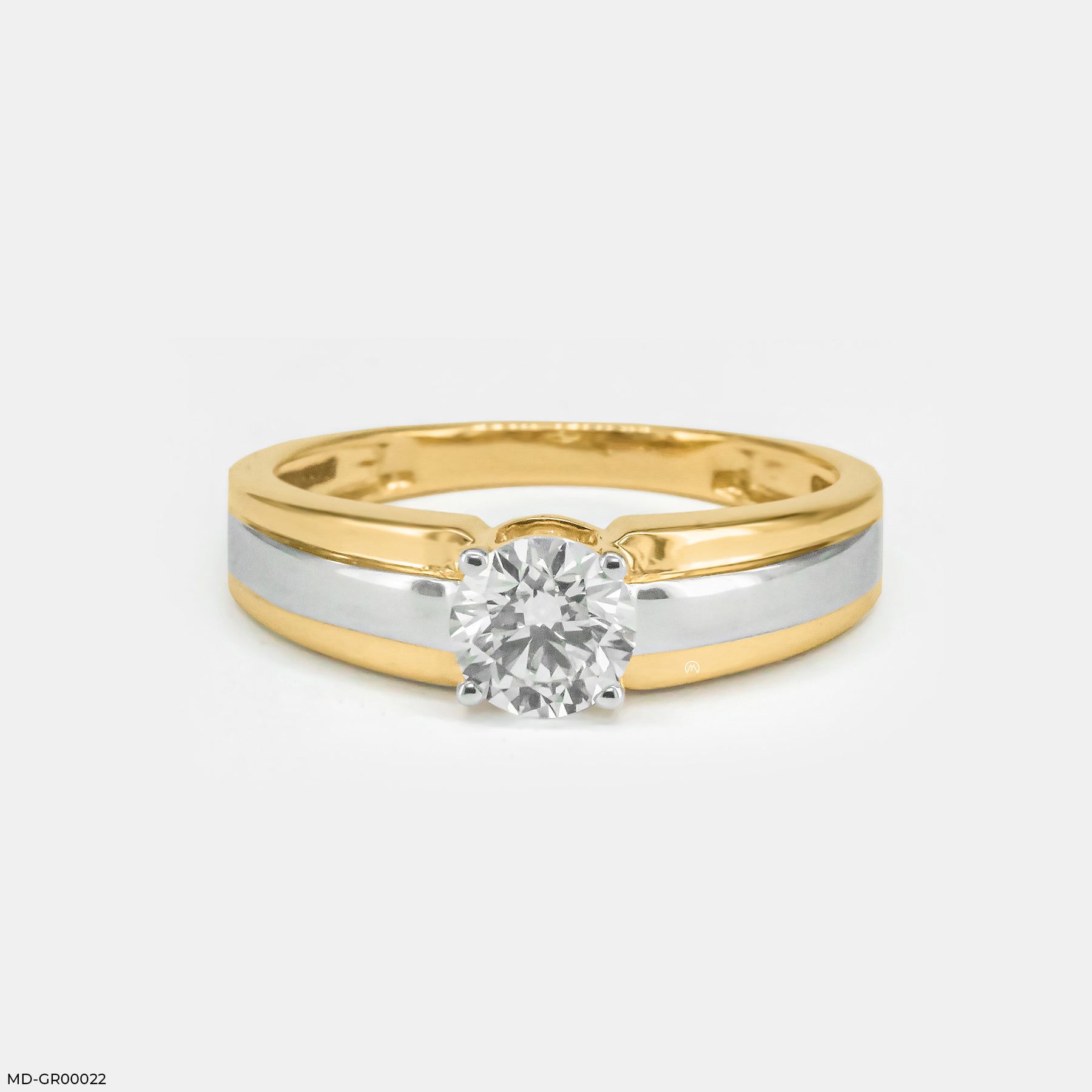 0.75 Carat Solitaire Alpine Men's Ring 14K Yellow Gold
