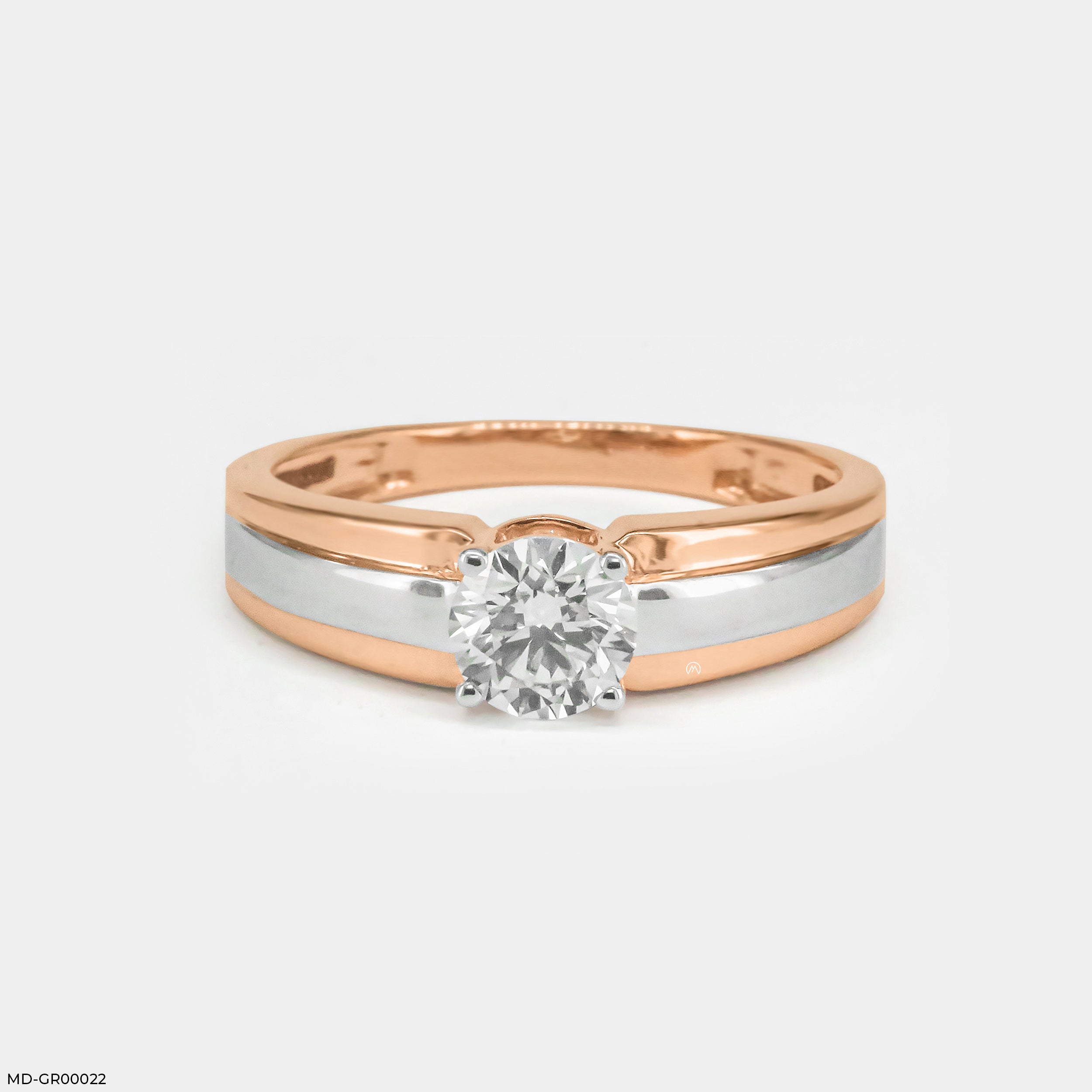 0.75 Carat Solitaire Alpine Men's Ring 14K Rose Gold