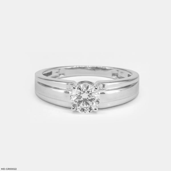 0.75 Carat Solitaire Alpine Men's Ring 14K White Gold