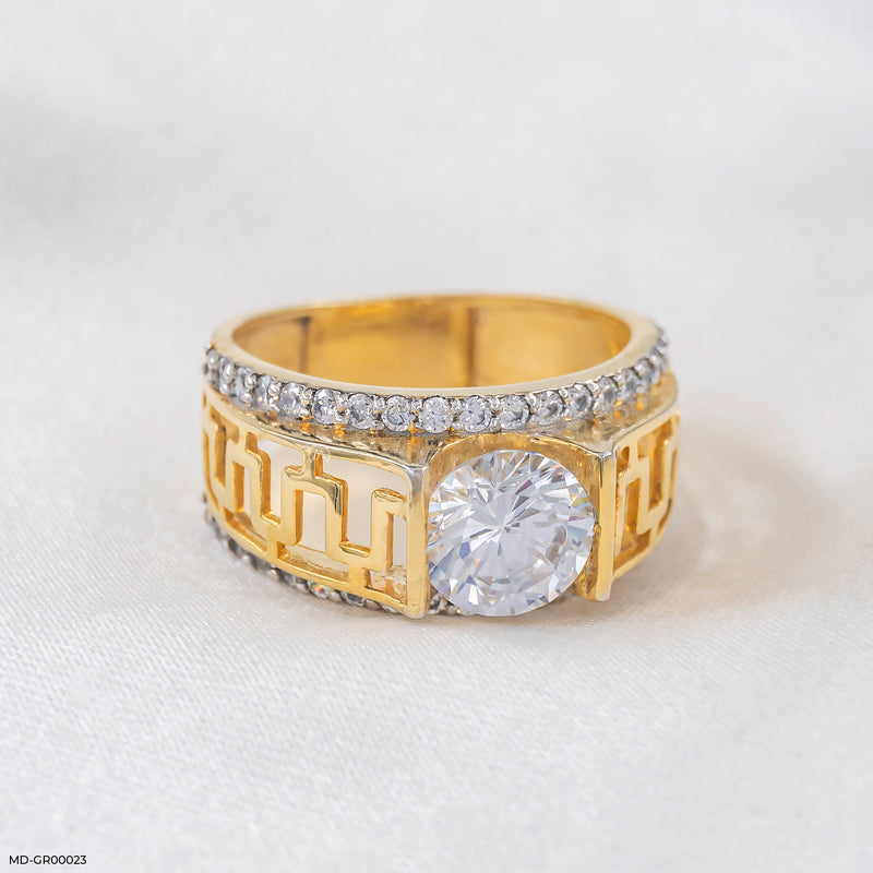 Classic Solitaire Men's Diamond Ring 14K Yellow Gold
