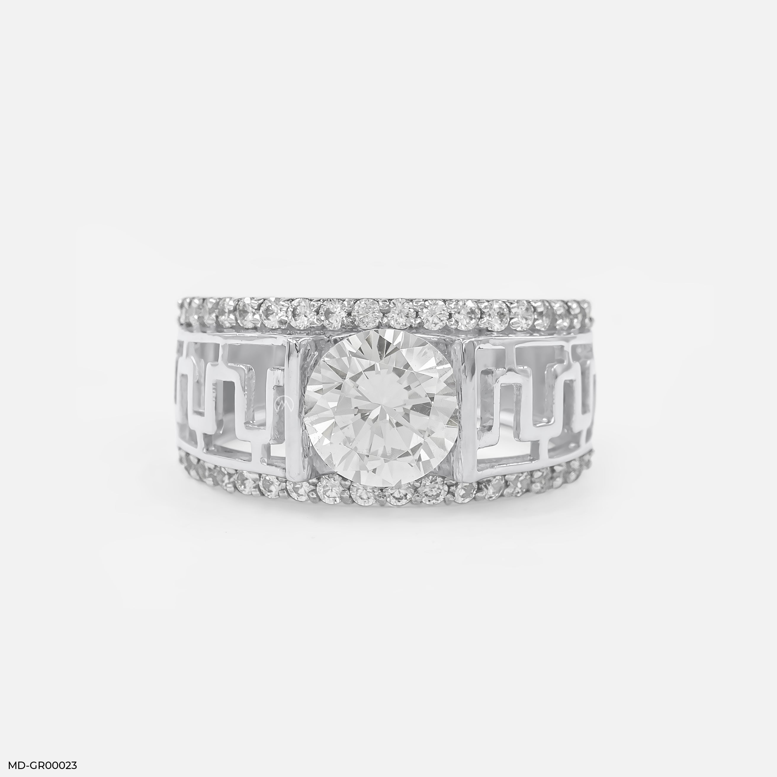 2 Carat Classic Solitaire Men's Ring 14K White Gold