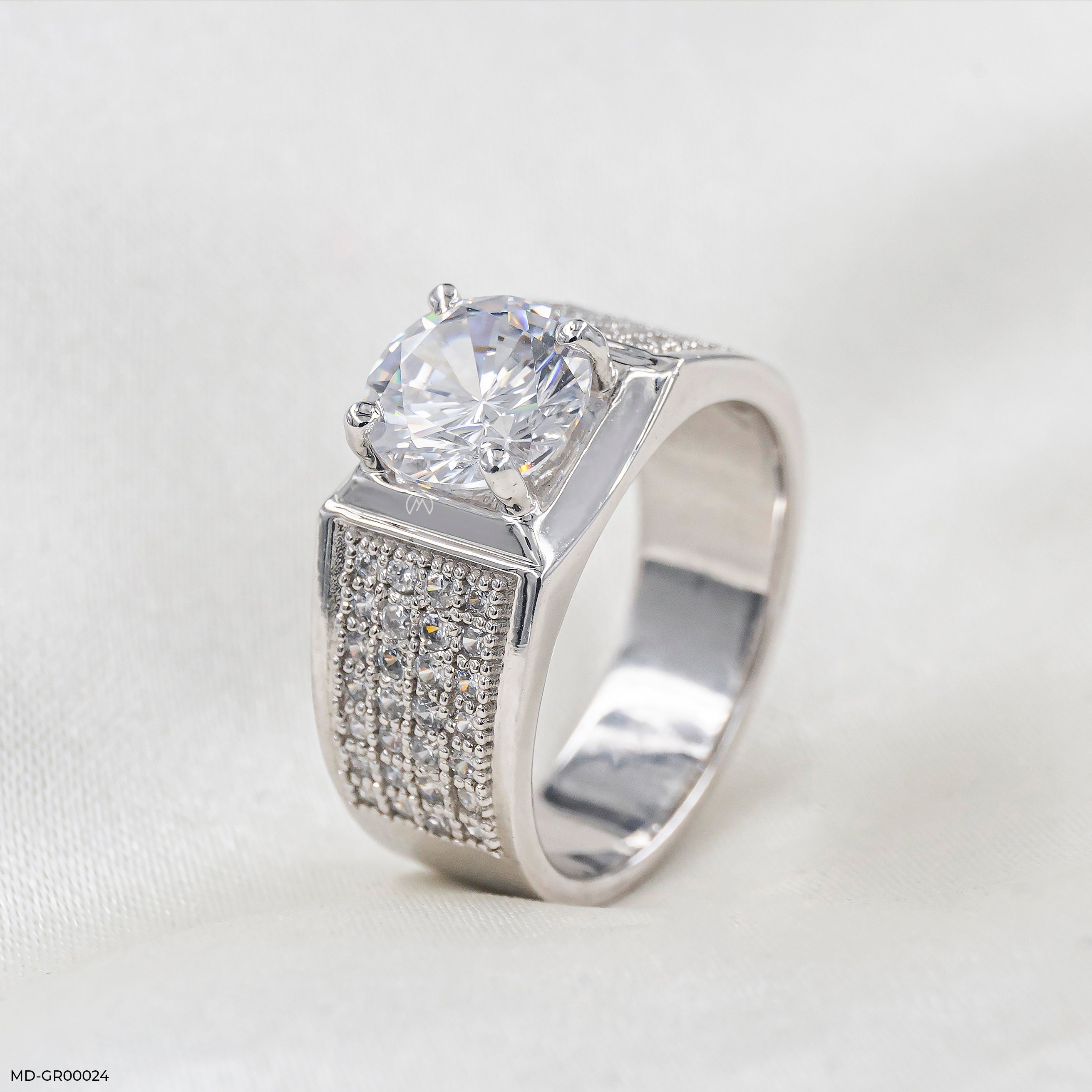 2 Carat Solitaire Heavy Men's Ring