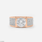 2 Carat Solitaire Heavy Men's Ring 9K Rose Gold