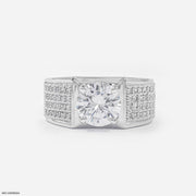 2 Carat Solitaire Heavy Men's Ring Platinum 950