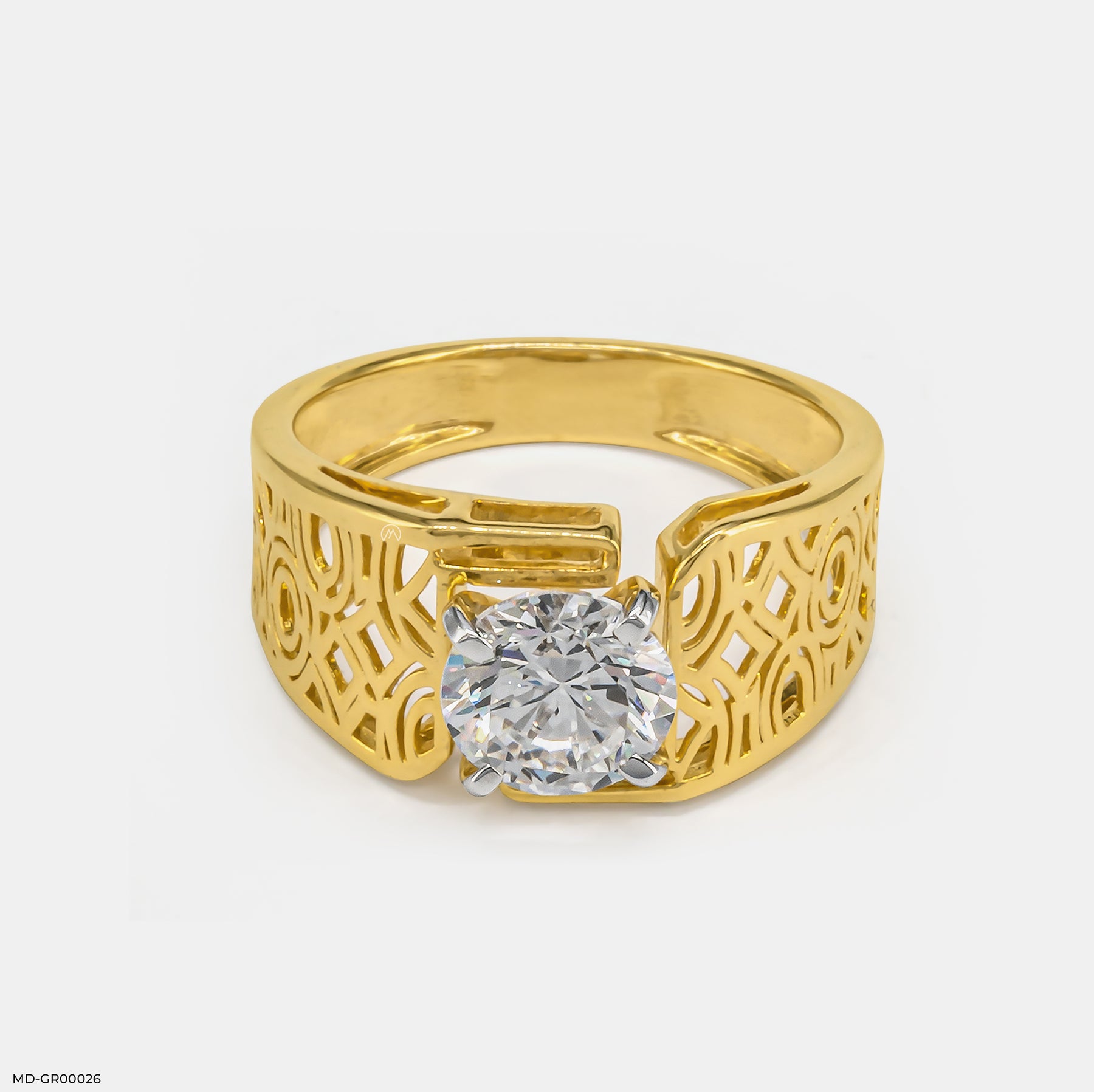 1.75 Carat Round Soliataire Vintage Men's Ring 18K White Gold