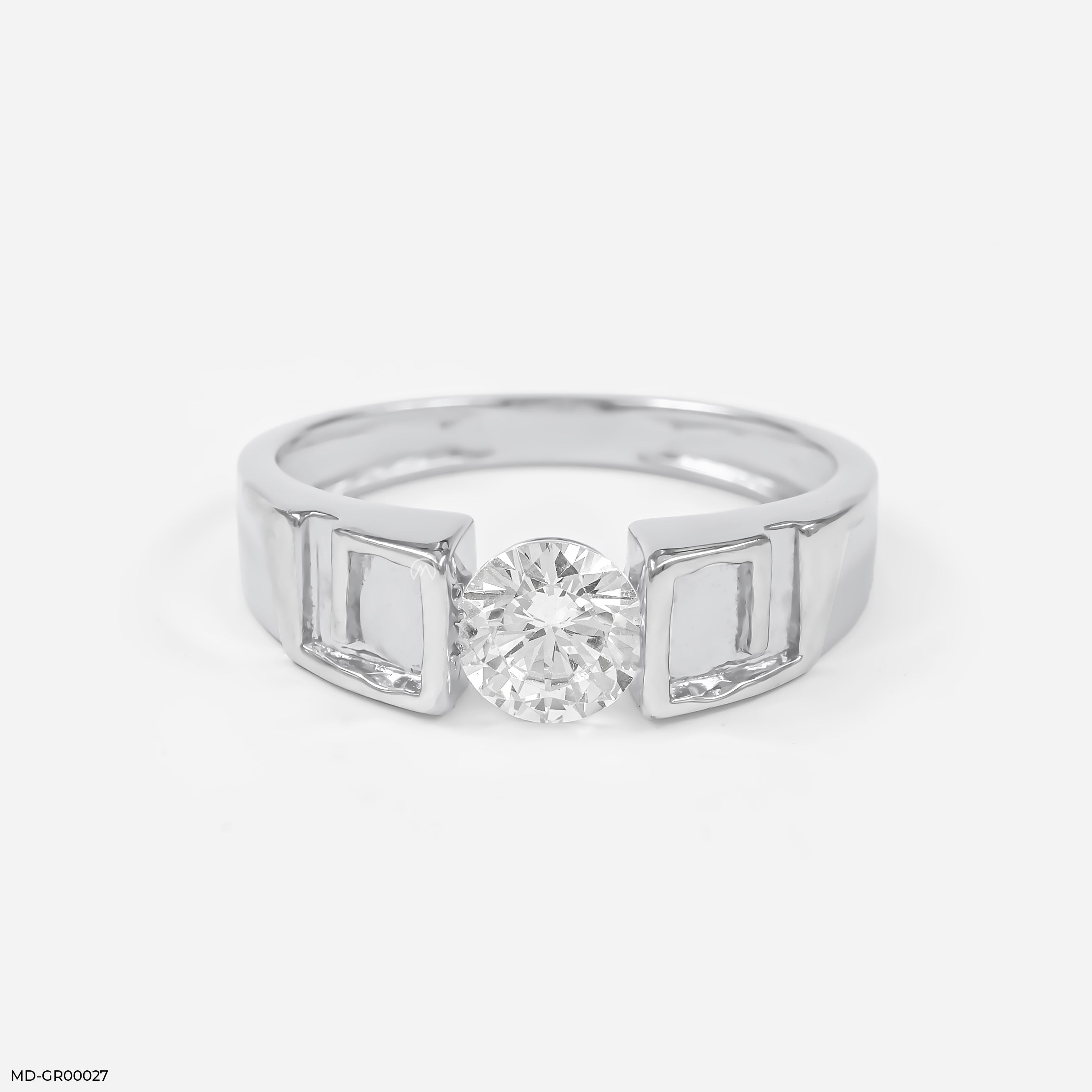 Signet Men's Diamond Ring 14K White Gold