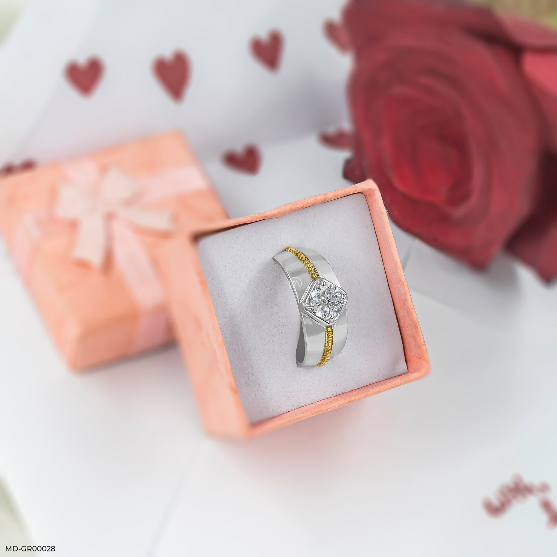 0.75 Carat Solitaire Elegant Minimal Men's Ring 14K Rose Gold