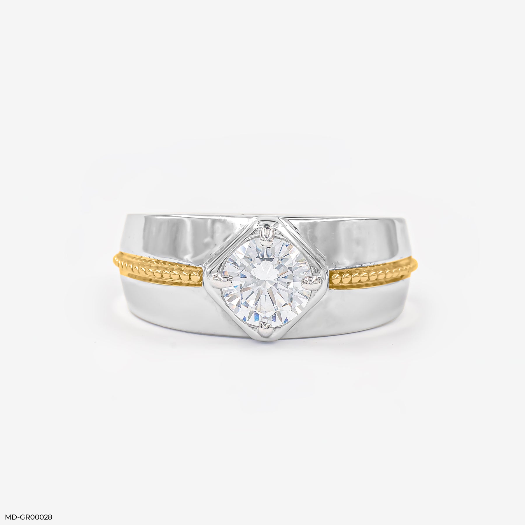 0.75 Carat Solitaire Elegant Minimal Men's Ring 14K Rose Gold