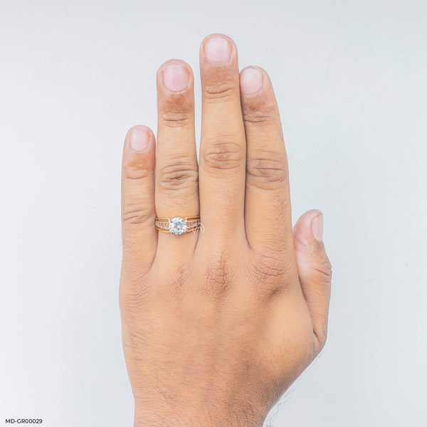 Single Men's Diamond Ring 14K Yellow Gold