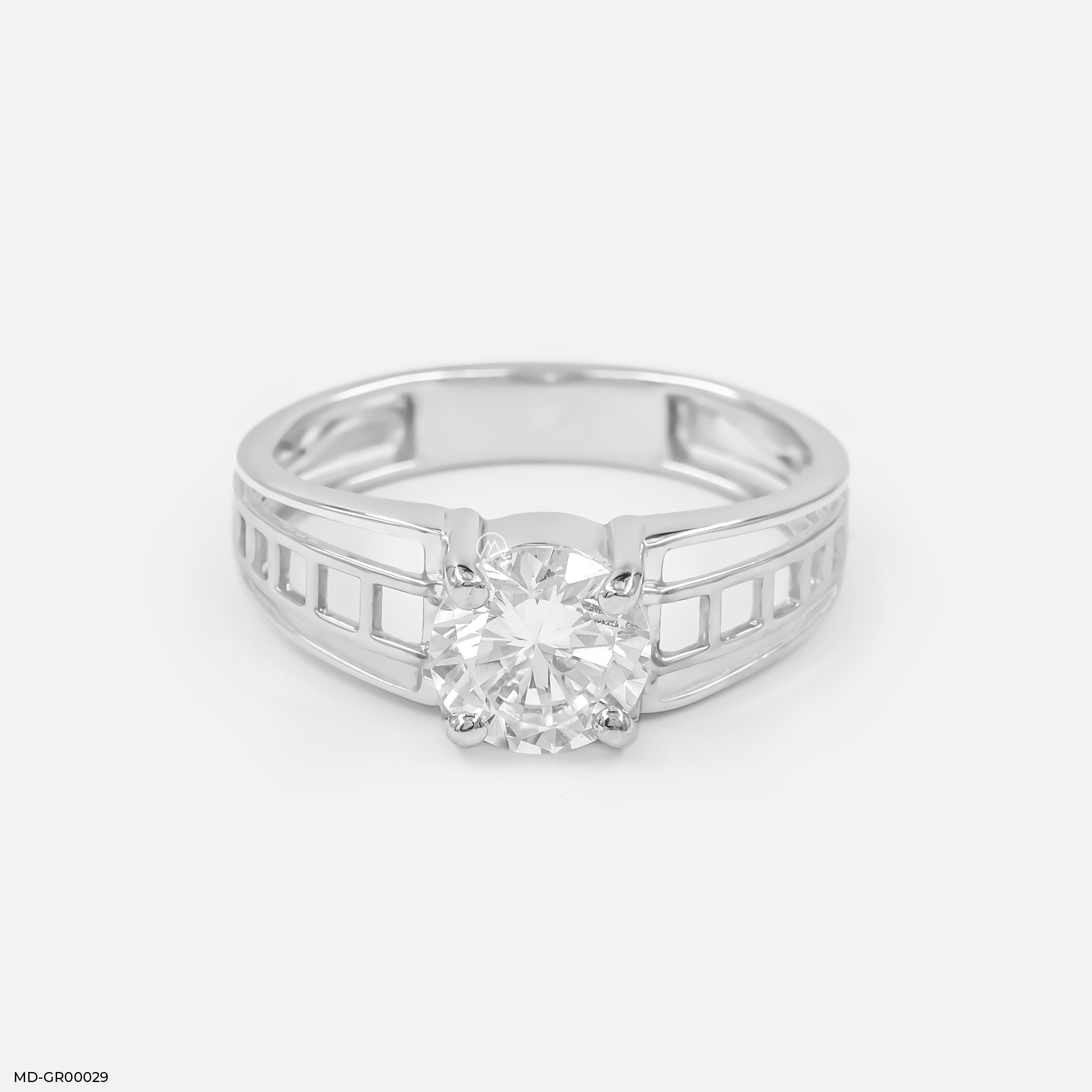 1 Carat Single Men's Diamond Ring 14K White Gold
