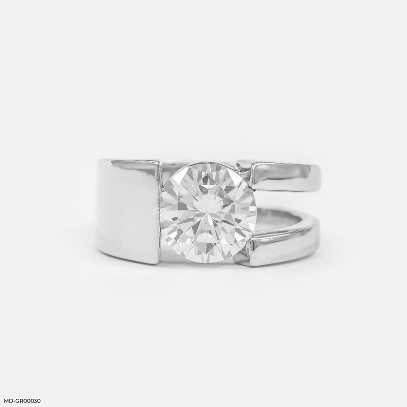 Modern Solitaire Men's Diamond Ring 14K Yellow Gold