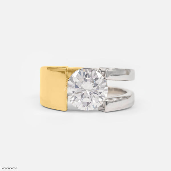 Modern Solitaire Men's Diamond Ring 14K Yellow Gold