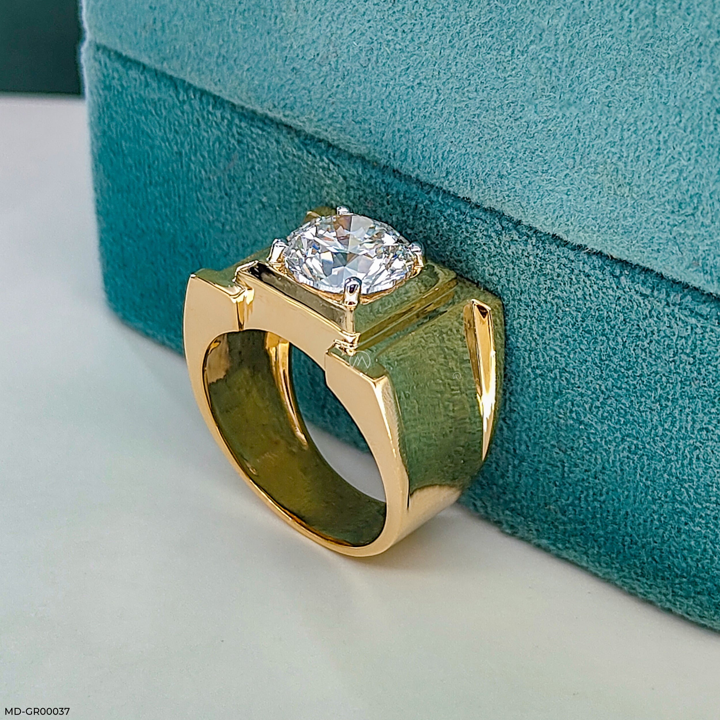 Caliber Solitaire Round Diamond Mens Ring