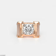 Caliber Solitaire Round Diamond Mens Ring 14K Rose Gold