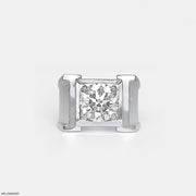 Caliber Solitaire Round Diamond Mens Ring 18K White Gold